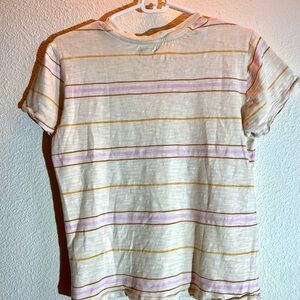 Billabong Cream and Orange Striped Tee